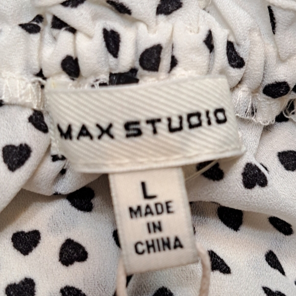 NWT Max Studio Black & White Tie Blouse   Size L - Picture 5 of 10